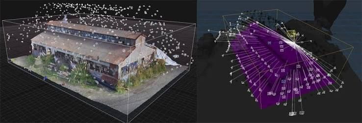 3D building model and drone flight plan with waypoints.