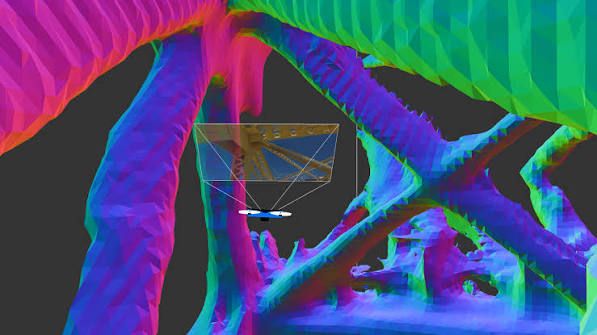 Point cloud model of a bridge captured by drone.