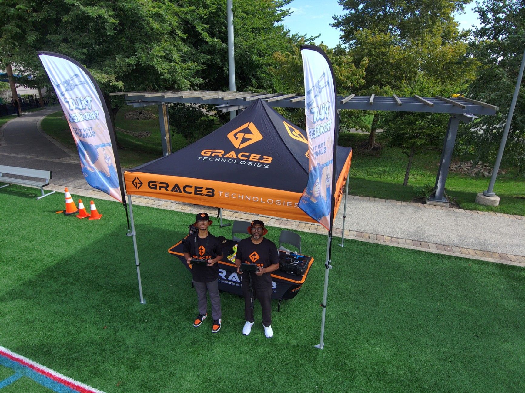 Grace3 team members at the Salvation Army open house with drone flight equipment